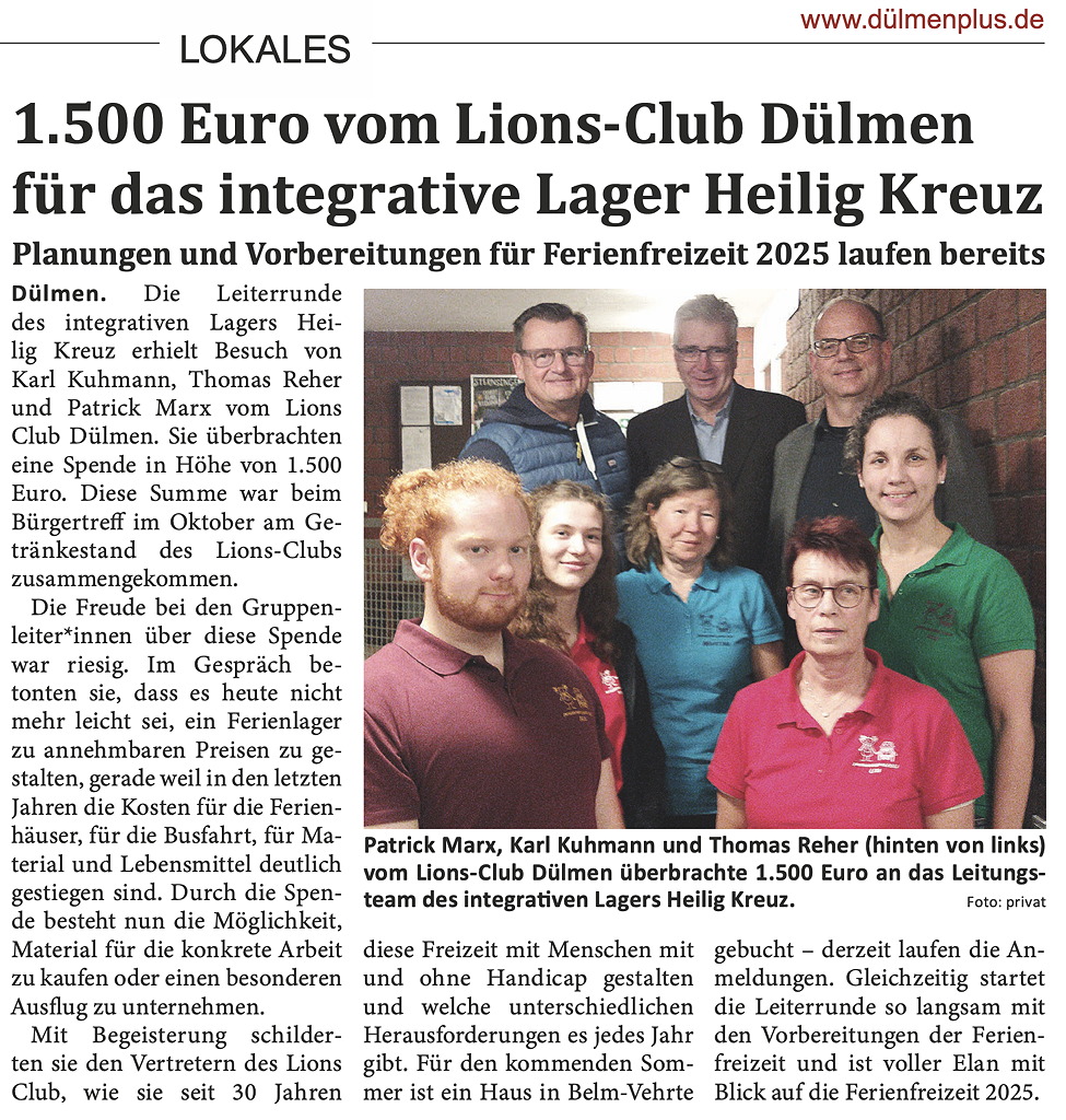 Bericht in DuelmePlus vom 14.12.2024